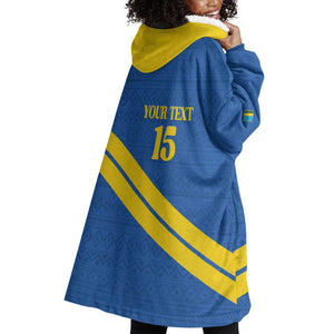 Custom Rwanda Football Wearable Blanket Hoodie Pride Of Rwanda - Blue - African Pride