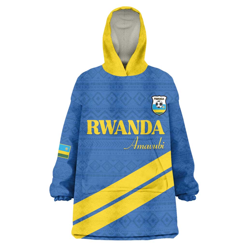 Custom Rwanda Football Wearable Blanket Hoodie Pride Of Rwanda - Blue - African Pride