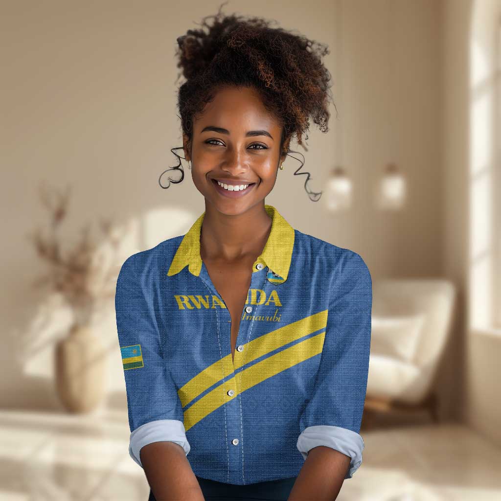 Custom Rwanda Football Women Casual Shirt Pride Of Rwanda - Blue - African Pride