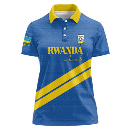 Custom Rwanda Football Women Polo Shirt Pride Of Rwanda - Blue LT15