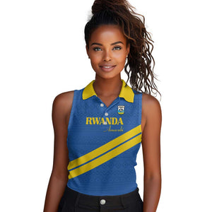 Custom Rwanda Football Women Sleeveless Polo Shirt Pride Of Rwanda - Blue - African Pride