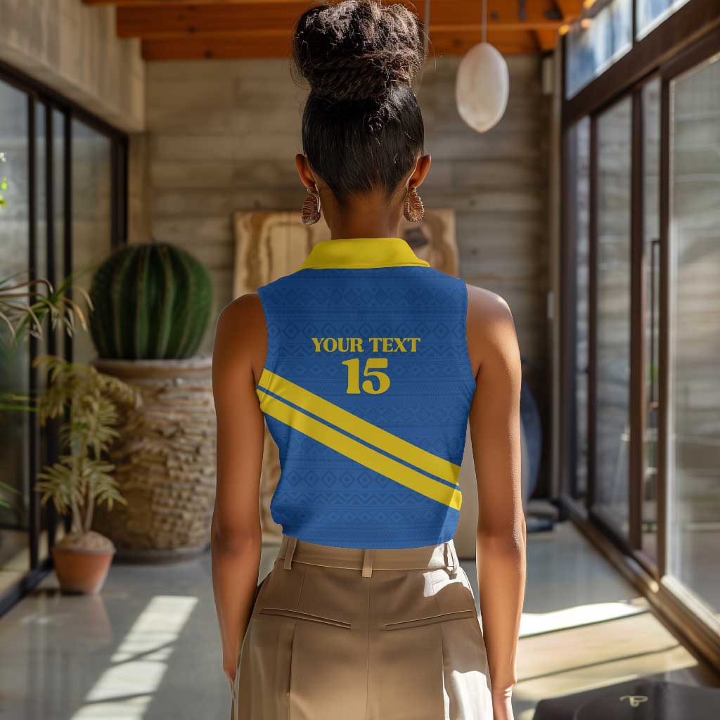 Custom Rwanda Football Women Sleeveless Polo Shirt Pride Of Rwanda - Blue - African Pride