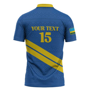 Custom Rwanda Football Zipper Polo Shirt Pride Of Rwanda - Blue - African Pride