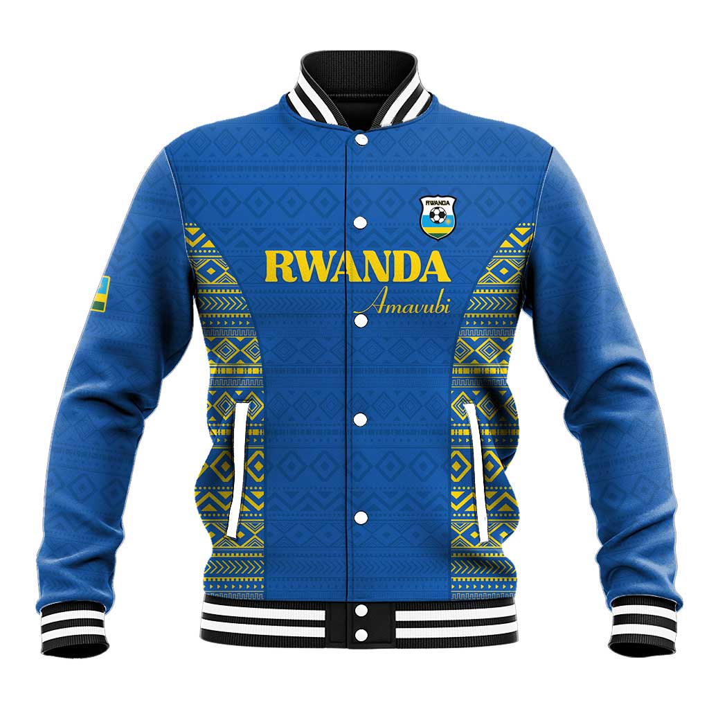Rwanda Football Custom Baseball Jacket Stand With Amavubi - Blue - African Pride