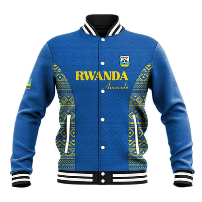 Rwanda Football Custom Baseball Jacket Stand With Amavubi - Blue - African Pride