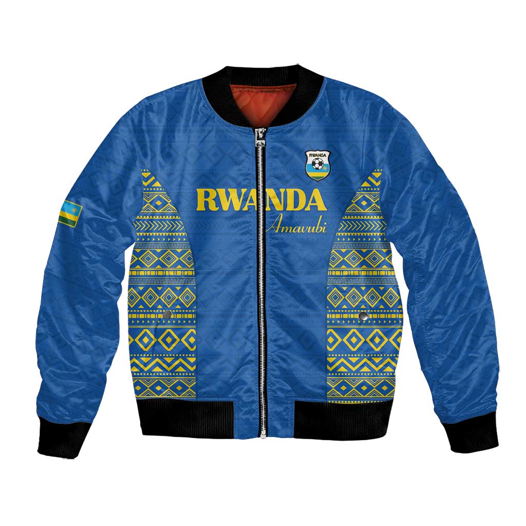 Rwanda Football Custom Bomber Jacket Stand With Amavubi - Blue - African Pride