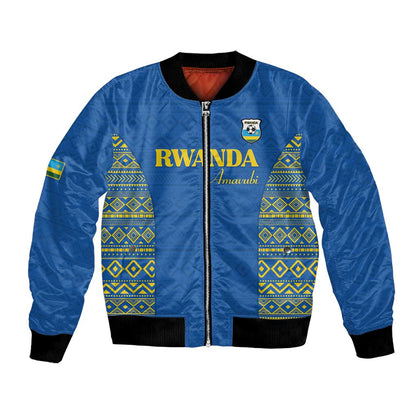 Rwanda Football Custom Bomber Jacket Stand With Amavubi - Blue - African Pride