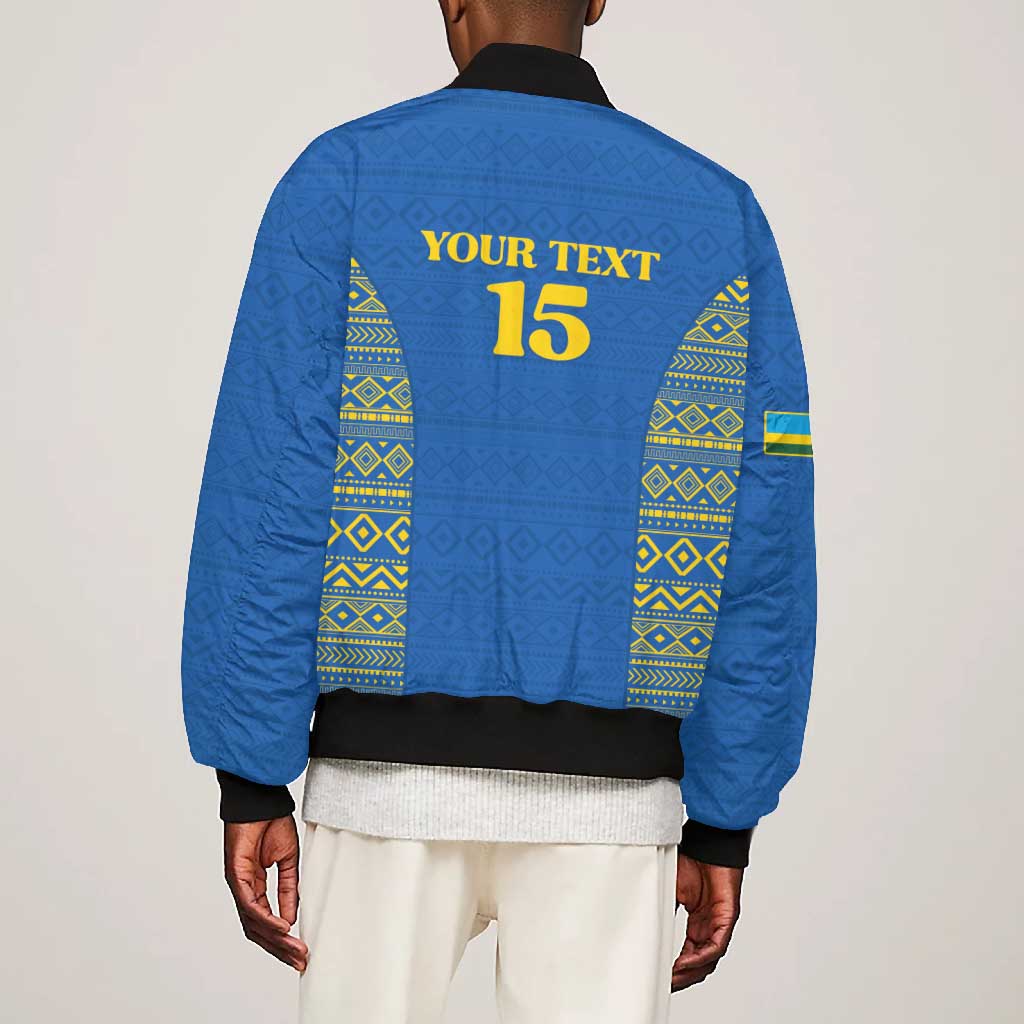 Rwanda Football Custom Bomber Jacket Stand With Amavubi - Blue - African Pride