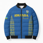 Rwanda Football Custom Bomber Puffer Jacket Stand With Amavubi - Blue - African Pride
