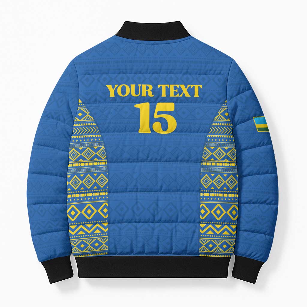 Rwanda Football Custom Bomber Puffer Jacket Stand With Amavubi - Blue - African Pride
