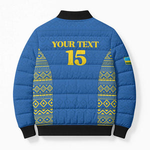 Rwanda Football Custom Bomber Puffer Jacket Stand With Amavubi - Blue - African Pride