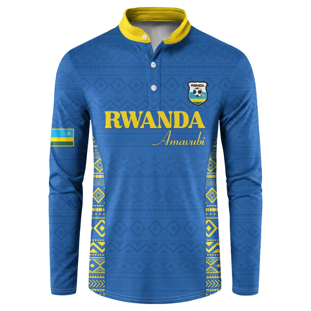 Rwanda Football Custom Button Sweatshirt Stand With Amavubi - Blue