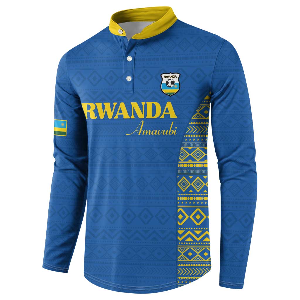 Rwanda Football Custom Button Sweatshirt Stand With Amavubi - Blue