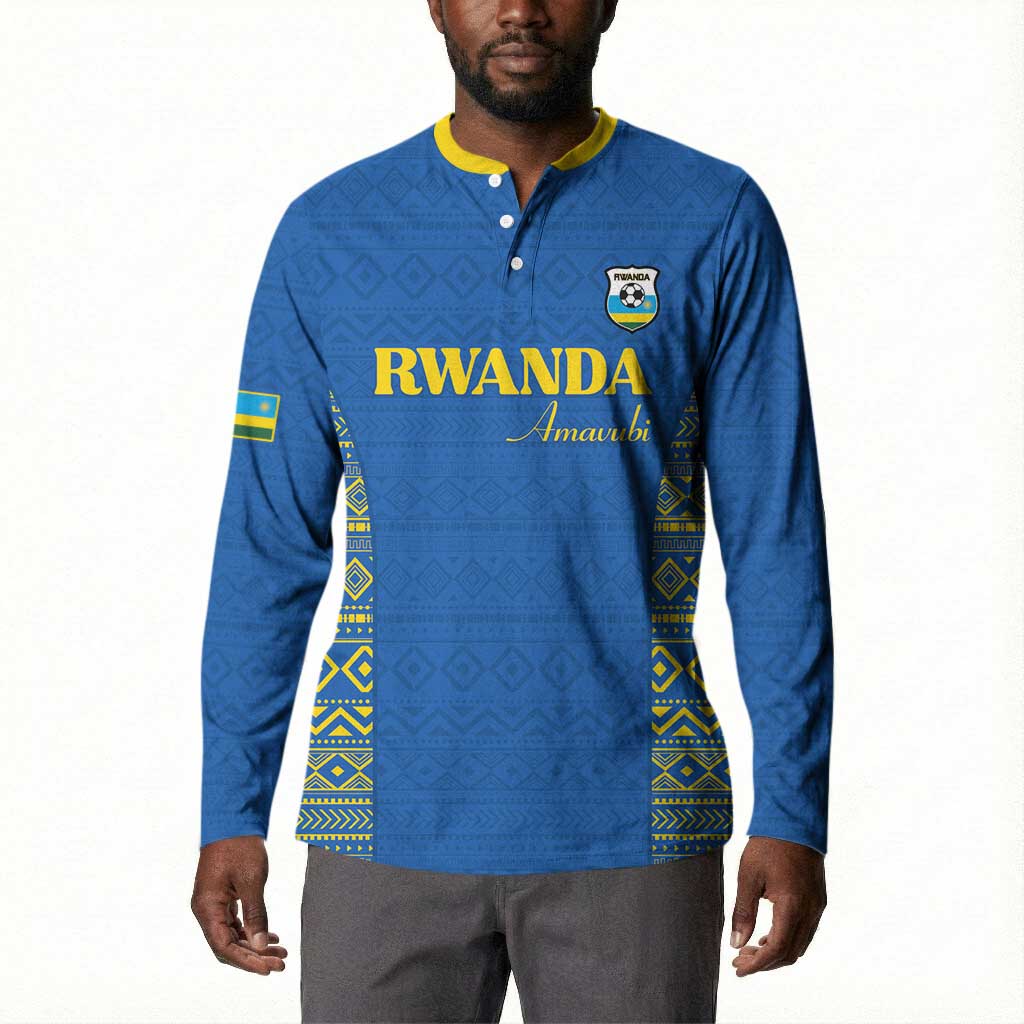 Rwanda Football Custom Button Sweatshirt Stand With Amavubi - Blue