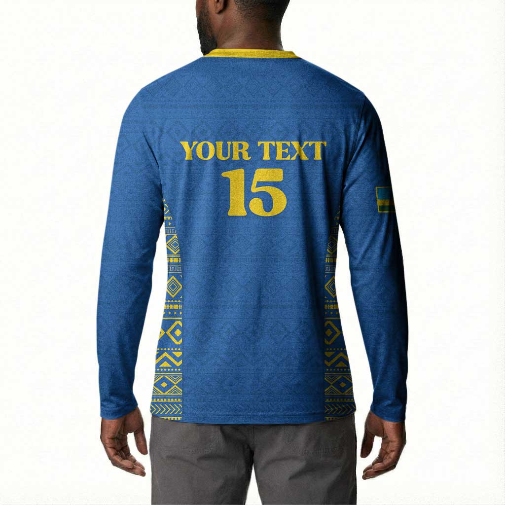 Rwanda Football Custom Button Sweatshirt Stand With Amavubi - Blue