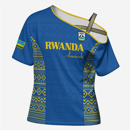 Rwanda Football Custom Cross Shoulder Shirt Stand With Amavubi - Blue - African Pride