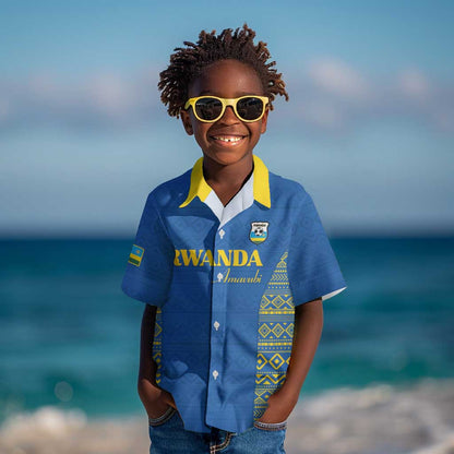 Rwanda Football Custom Kid Hawaiian Shirt Stand With Amavubi - Blue LT15