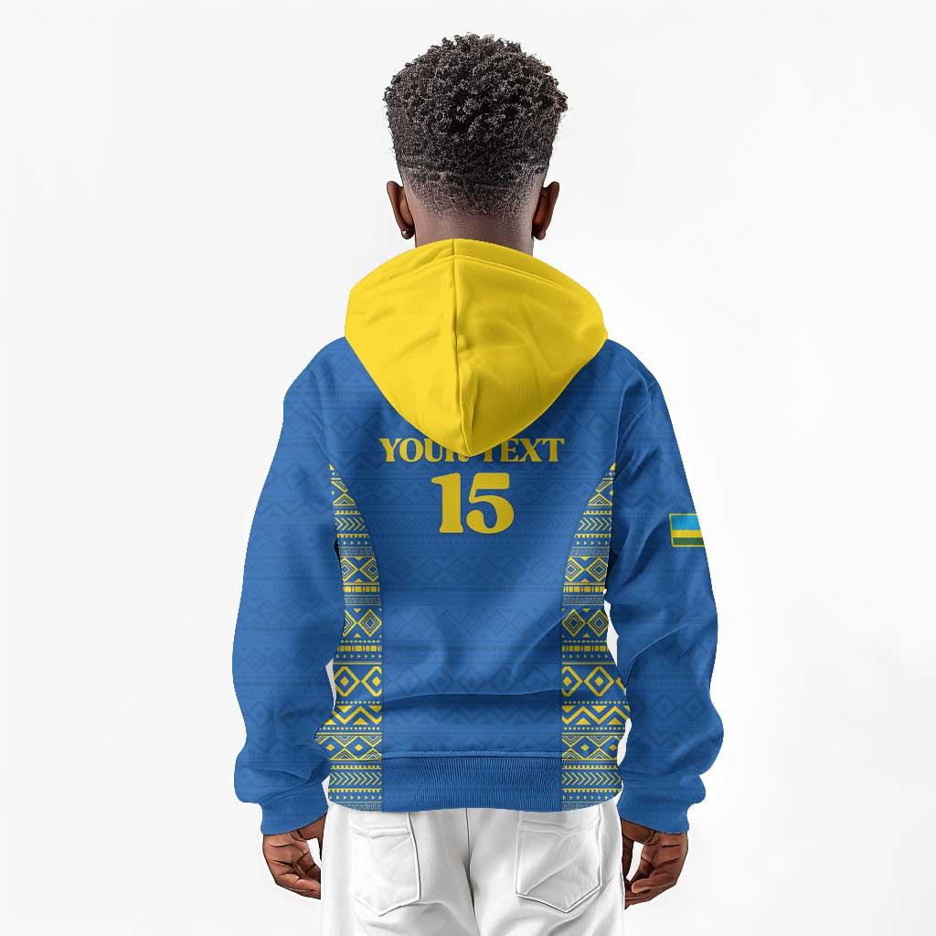 Rwanda Football Custom Kid Hoodie Stand With Amavubi - Blue - African Pride