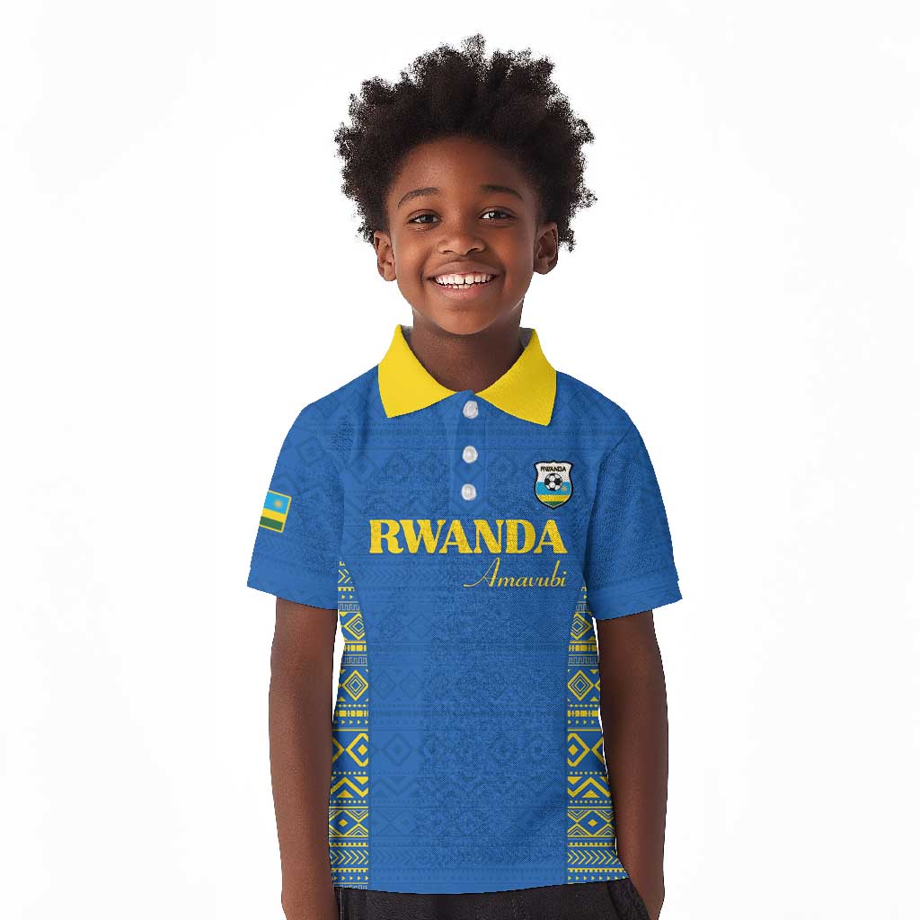 Rwanda Football Custom Kid Polo Shirt Stand With Amavubi - Blue LT15