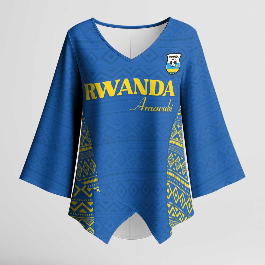 Rwanda Football Custom Kimono Sleeve Blouse Stand With Amavubi - Blue - African Pride