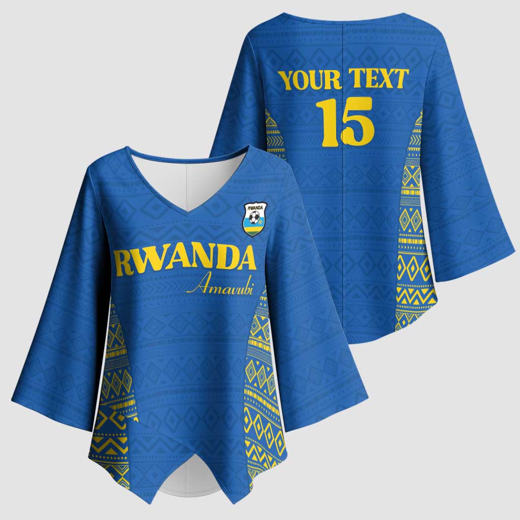 Rwanda Football Custom Kimono Sleeve Blouse Stand With Amavubi - Blue - African Pride