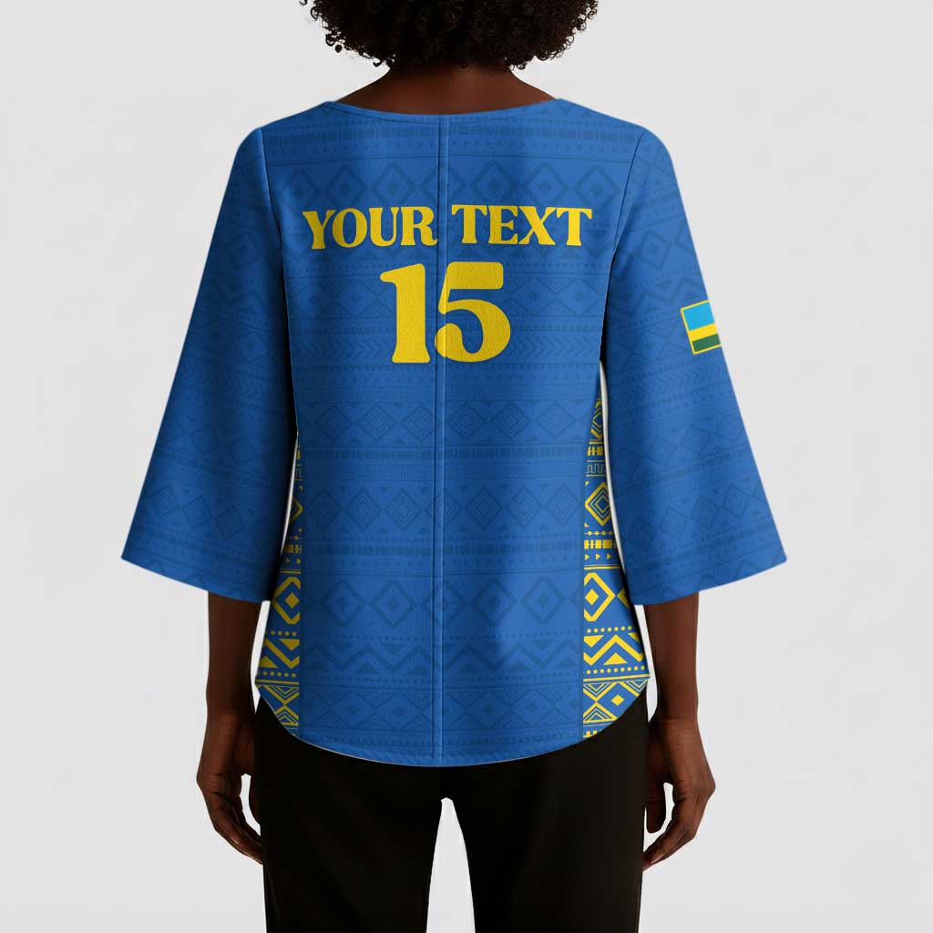 Rwanda Football Custom Kimono Sleeve Blouse Stand With Amavubi - Blue - African Pride