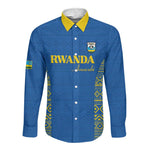Rwanda Football Custom Long Sleeve Button Shirt Stand With Amavubi - Blue - African Pride