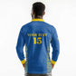 Rwanda Football Custom Long Sleeve Polo Shirt Stand With Amavubi - Blue - African Pride