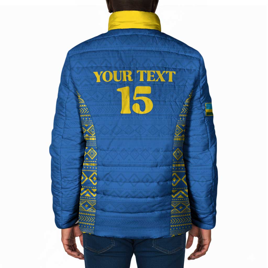 Rwanda Football Custom Padded Jacket Stand With Amavubi - Blue - African Pride