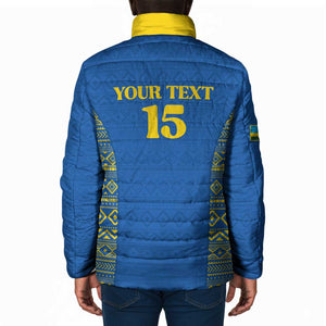 Rwanda Football Custom Padded Jacket Stand With Amavubi - Blue - African Pride