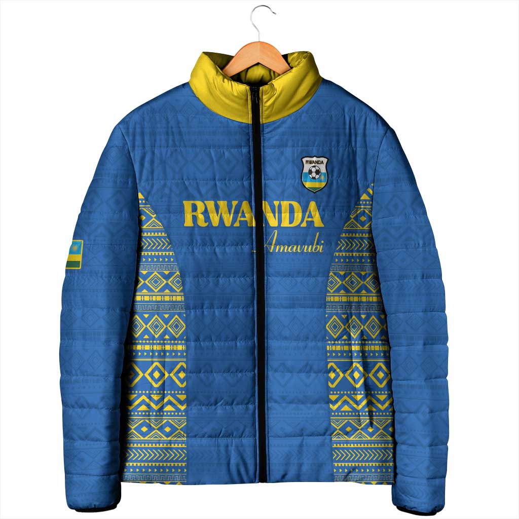 Rwanda Football Custom Padded Jacket Stand With Amavubi - Blue - African Pride
