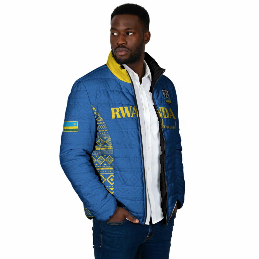 Rwanda Football Custom Padded Jacket Stand With Amavubi - Blue - African Pride