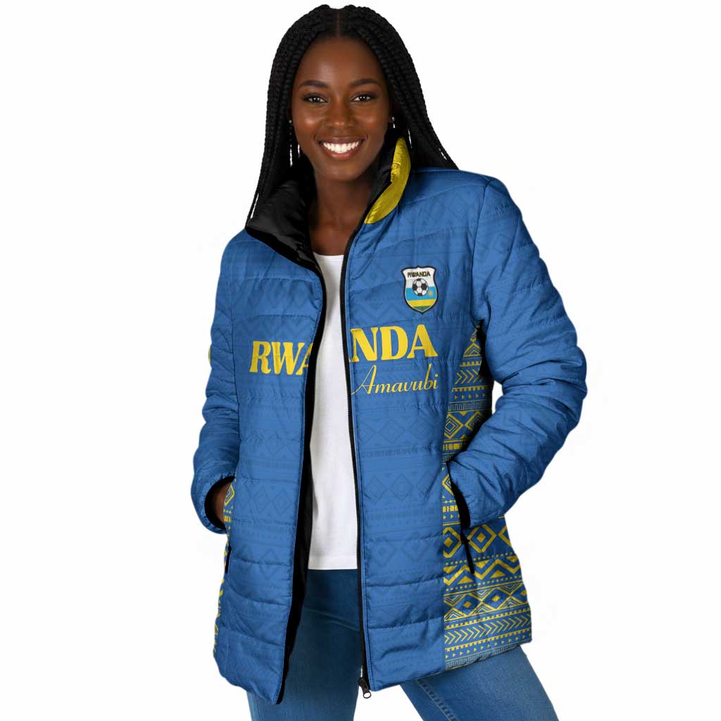 Rwanda Football Custom Padded Jacket Stand With Amavubi - Blue - African Pride