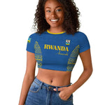 Rwanda Football Custom Raglan Cropped T shirt Stand With Amavubi - Blue LT15