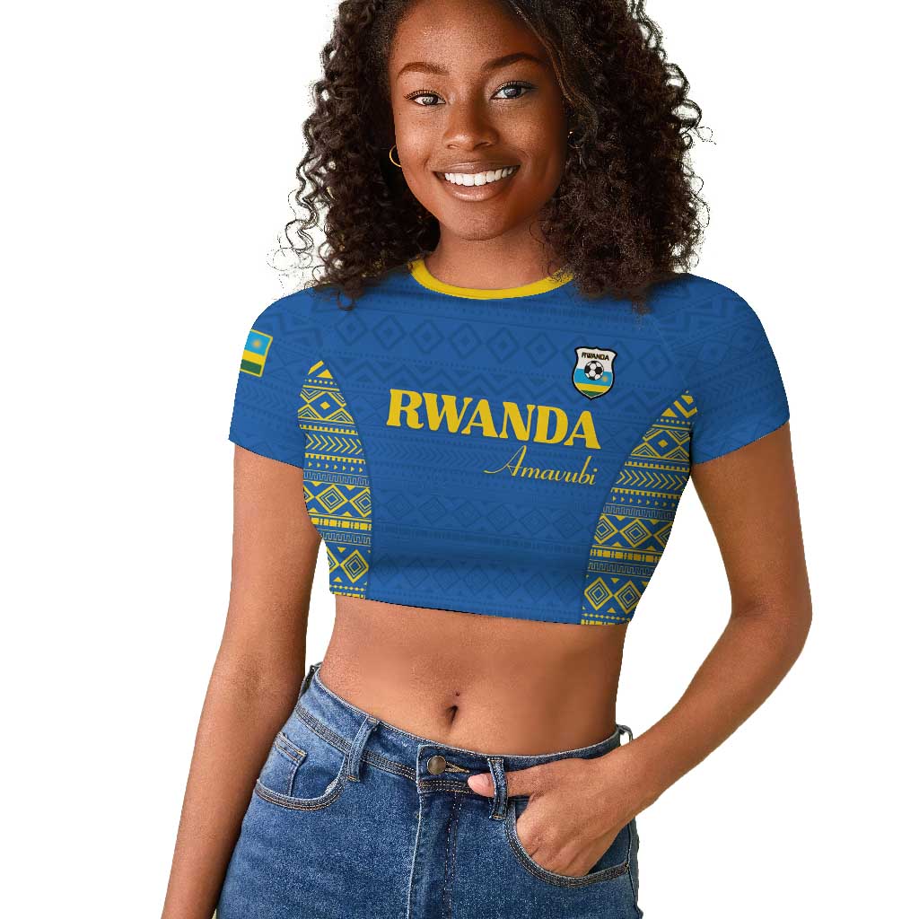 Rwanda Football Custom Raglan Cropped T shirt Stand With Amavubi - Blue LT15