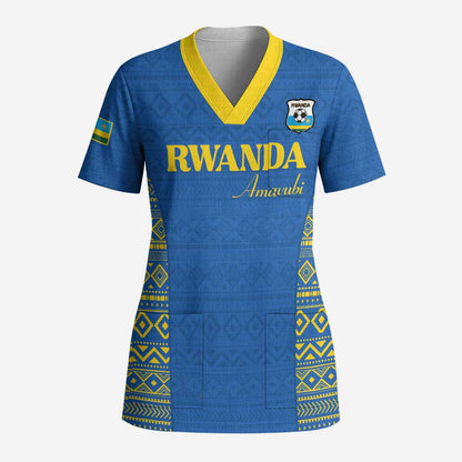 Rwanda Football Custom Scrub Top Stand With Amavubi - Blue - African Pride