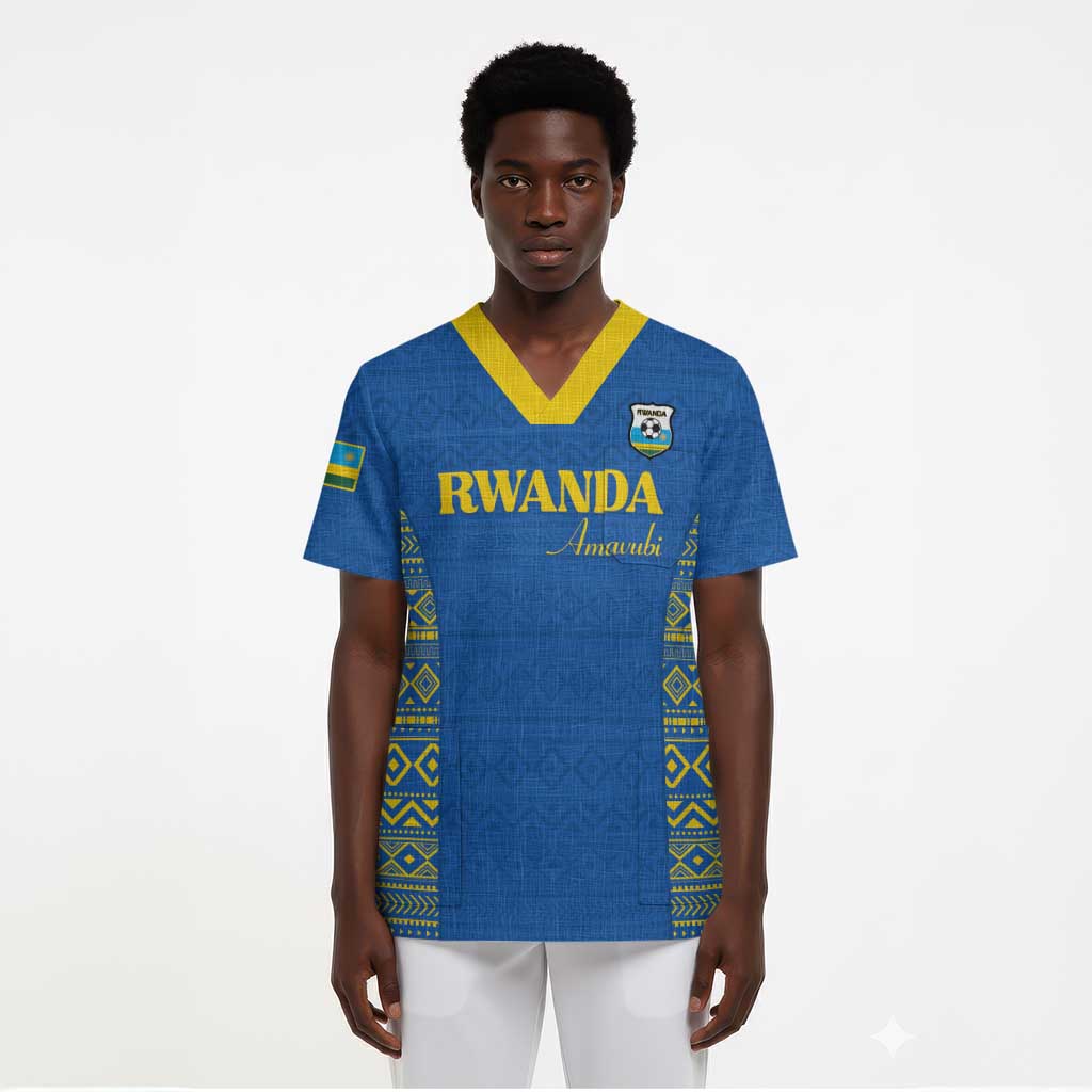 Rwanda Football Custom Scrub Top Stand With Amavubi - Blue - African Pride