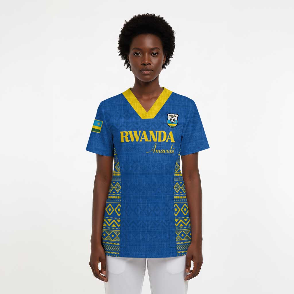 Rwanda Football Custom Scrub Top Stand With Amavubi - Blue - African Pride
