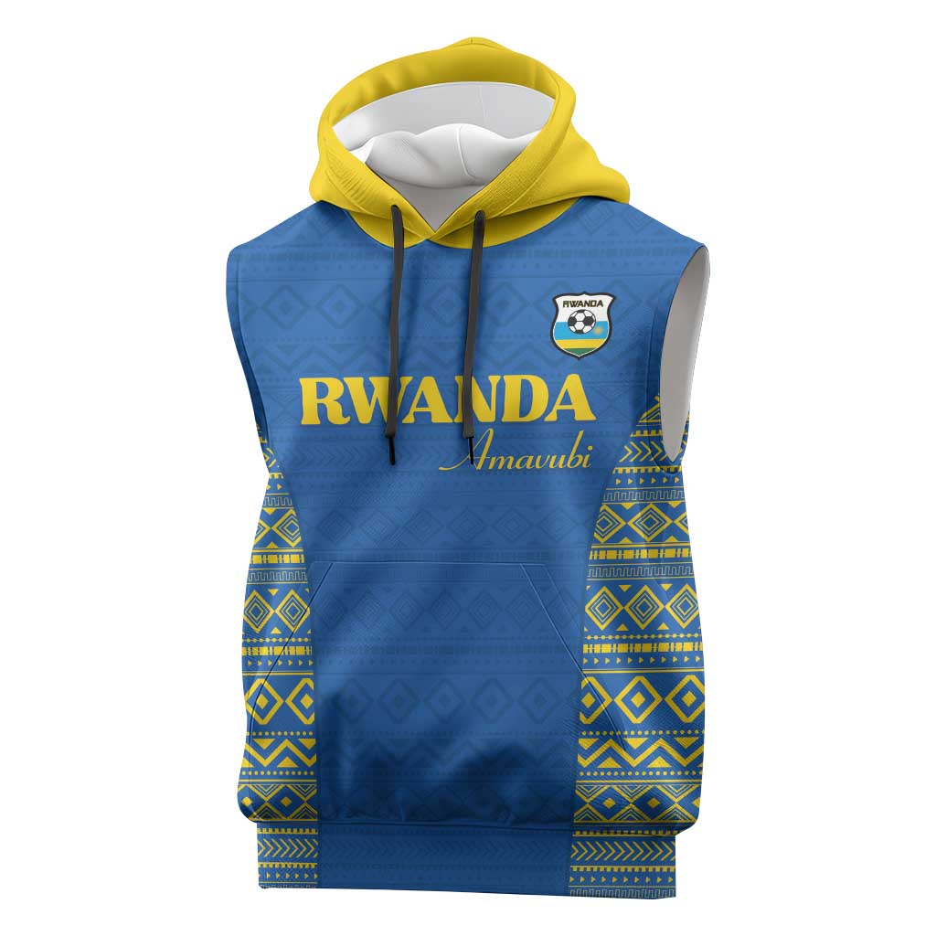 Rwanda Football Custom Sleeveless Hoodie Stand With Amavubi - Blue - African Pride