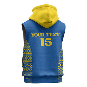 Rwanda Football Custom Sleeveless Hoodie Stand With Amavubi - Blue - African Pride