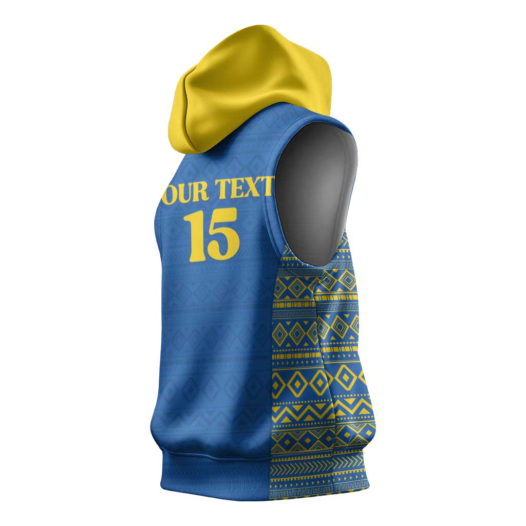 Rwanda Football Custom Sleeveless Hoodie Stand With Amavubi - Blue - African Pride