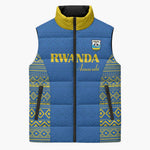 Rwanda Football Custom Sleeveless Puffer Jacket Stand With Amavubi - Blue - African Pride