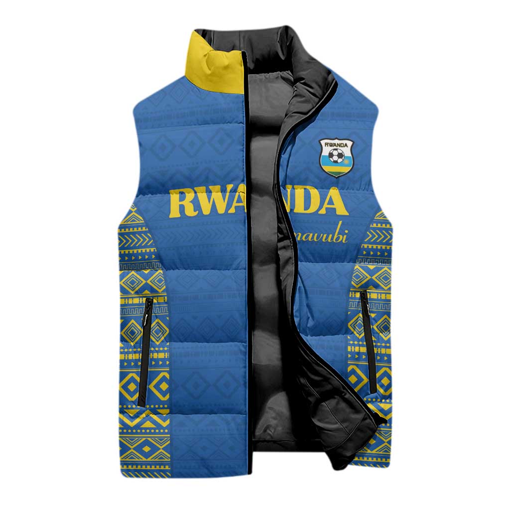 Rwanda Football Custom Sleeveless Puffer Jacket Stand With Amavubi - Blue - African Pride