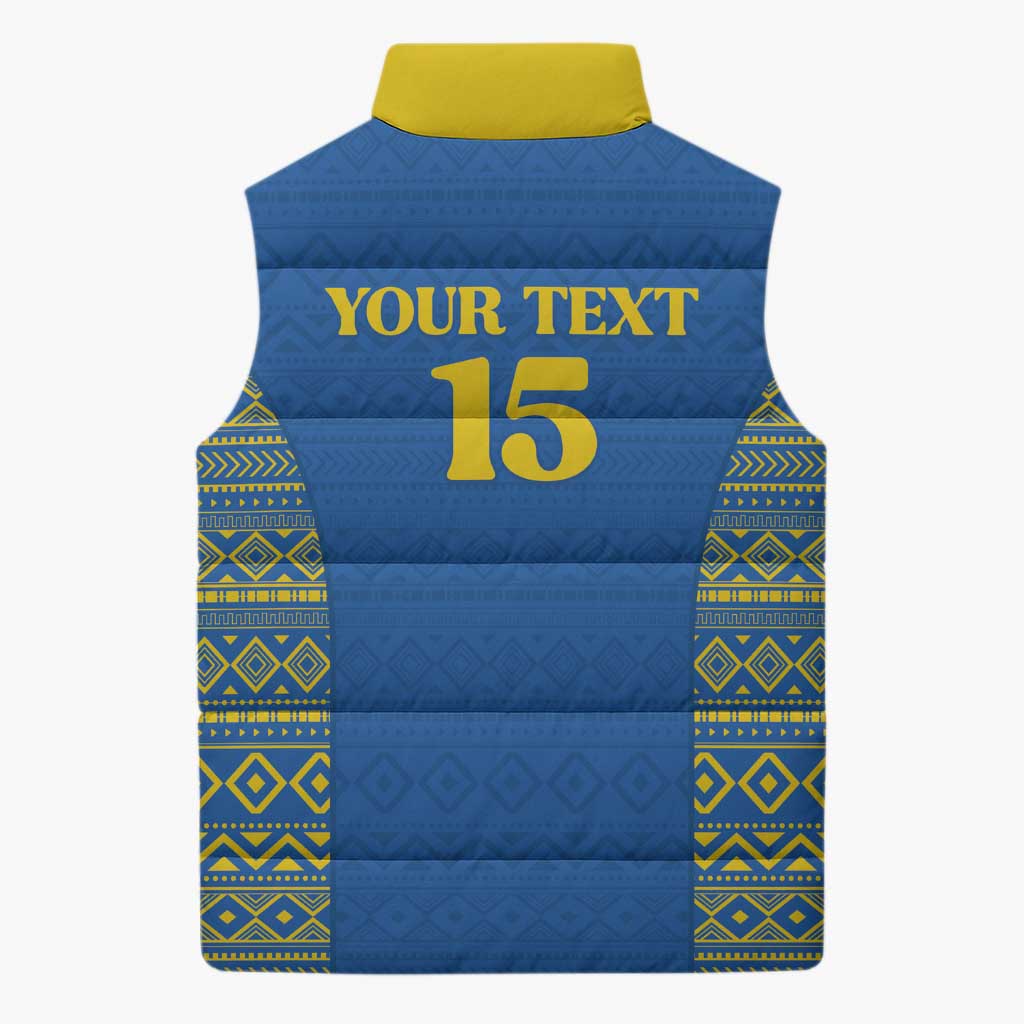 Rwanda Football Custom Sleeveless Puffer Jacket Stand With Amavubi - Blue - African Pride