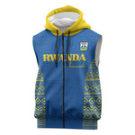 Rwanda Football Custom Sleeveless Zip Hoodie Stand With Amavubi - Blue - African Pride