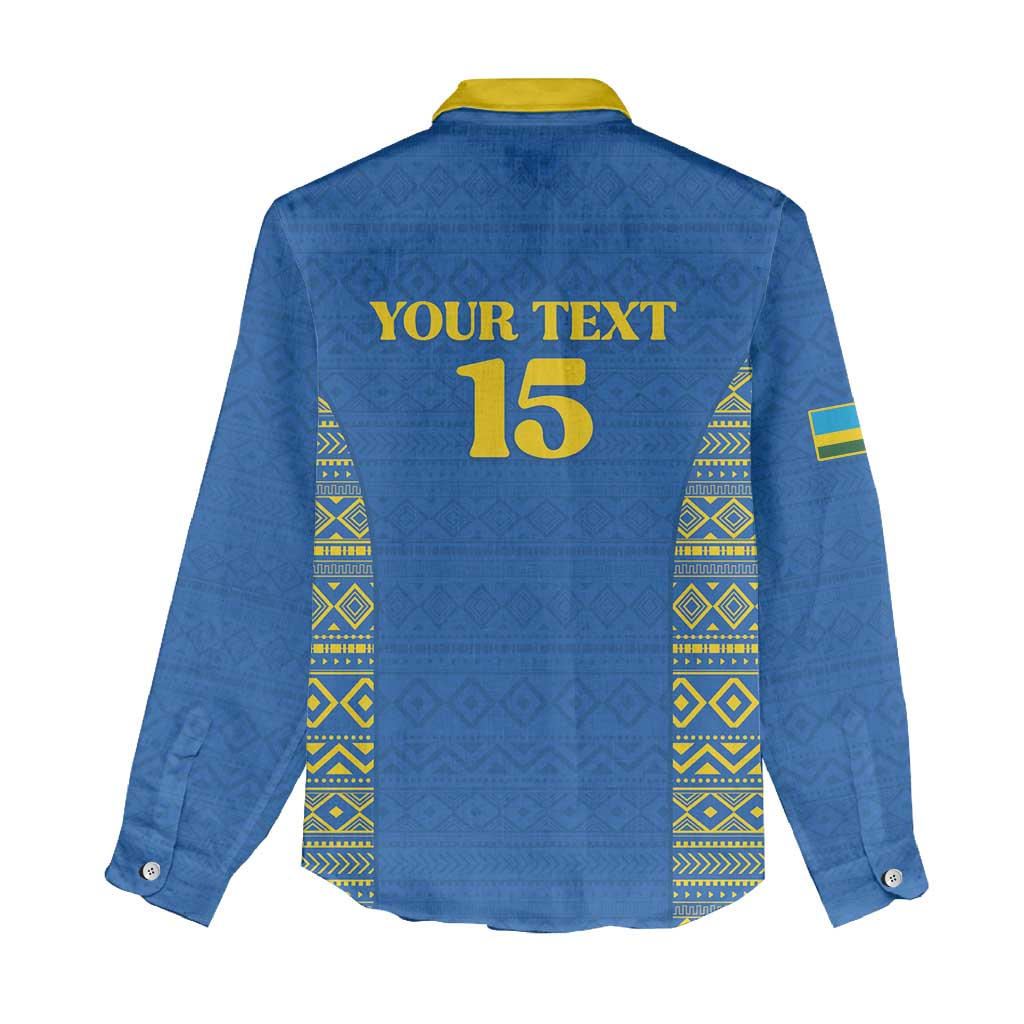 Rwanda Football Custom Women Casual Shirt Stand With Amavubi - Blue - African Pride