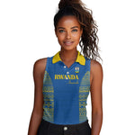 Rwanda Football Custom Women Sleeveless Polo Shirt Stand With Amavubi - Blue - African Pride