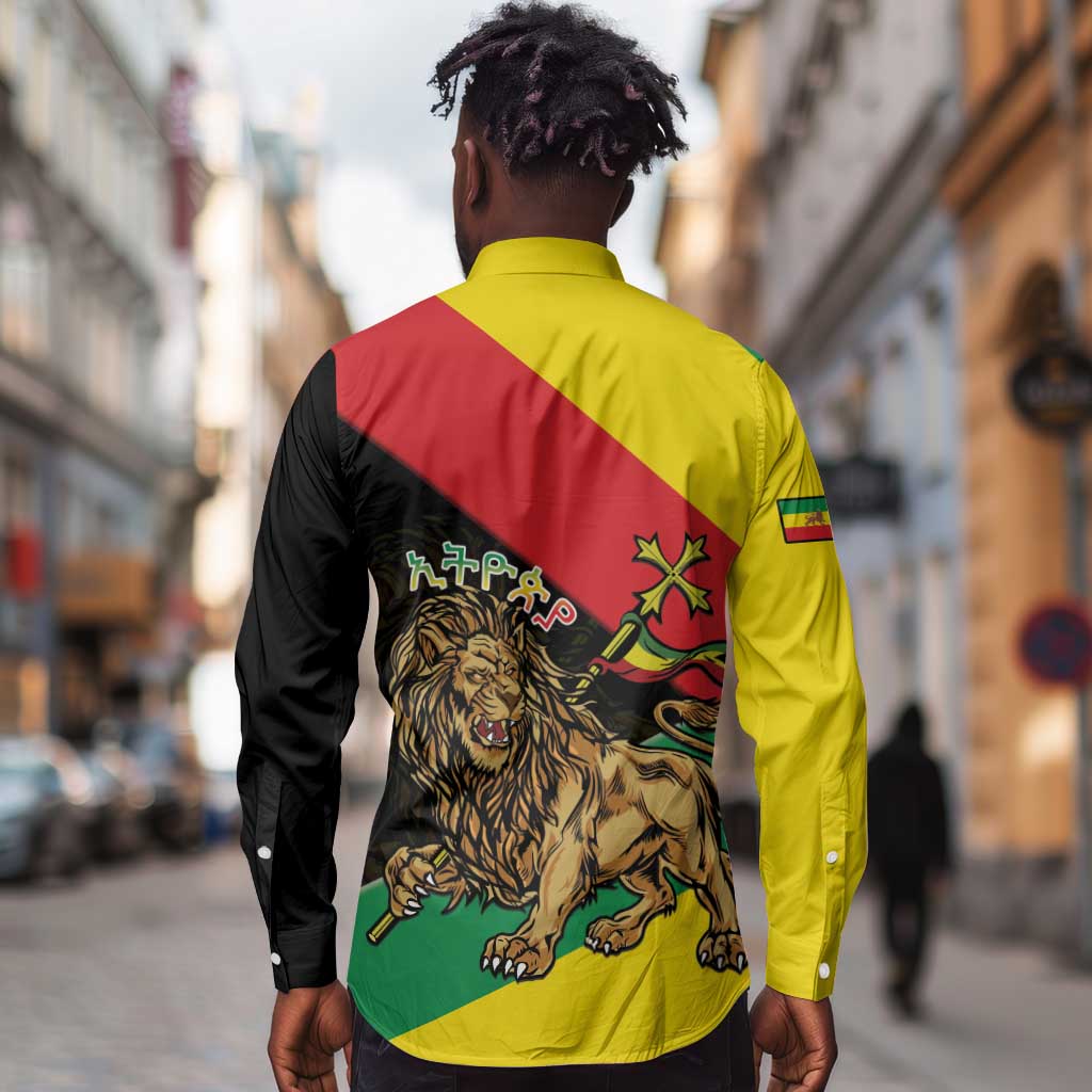 Ethiopia Lion of Judah Long Sleeve Button Shirt Ethiopia Empire 1270-1974