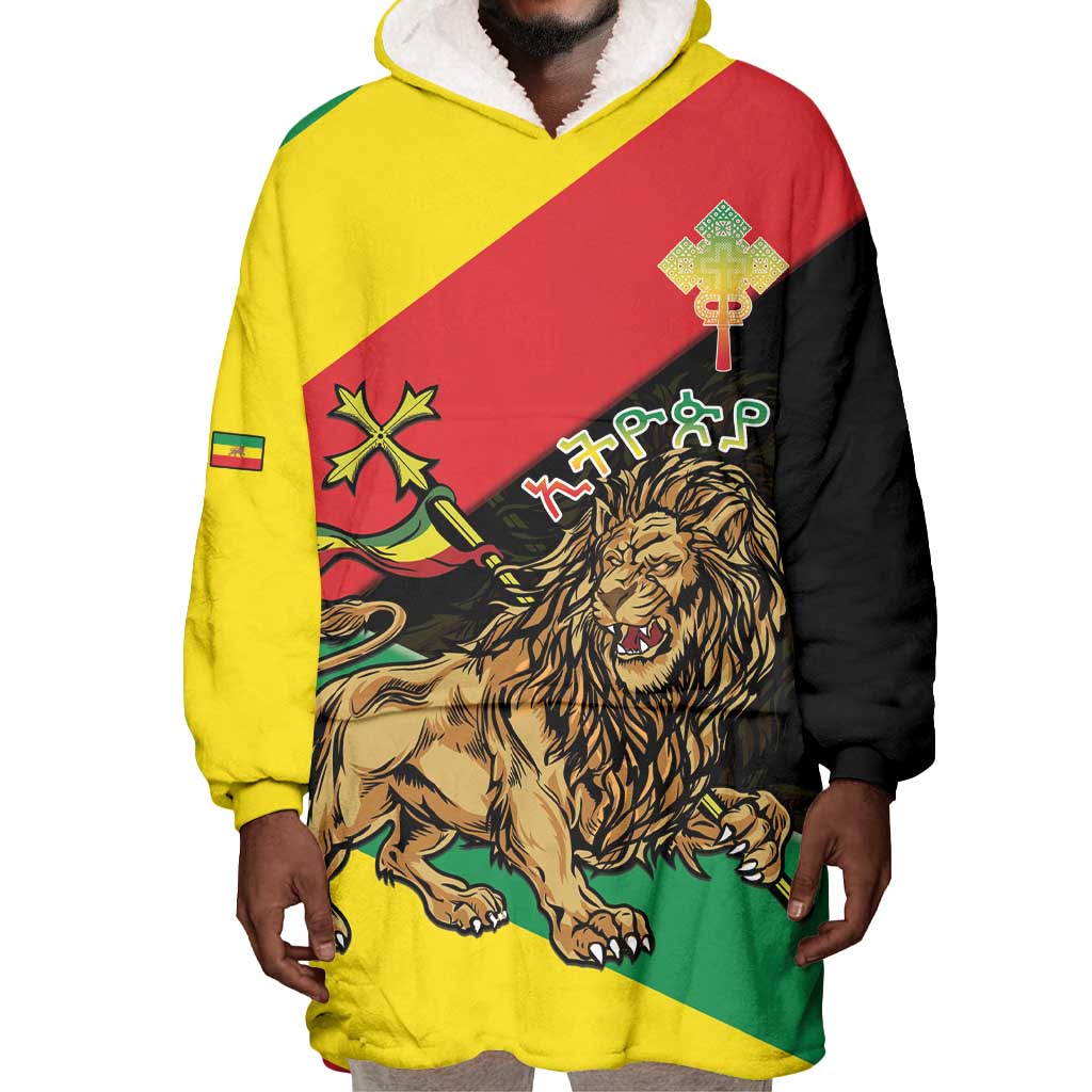 Ethiopia Lion of Judah Wearable Blanket Hoodie Ethiopia Empire 1270-1974