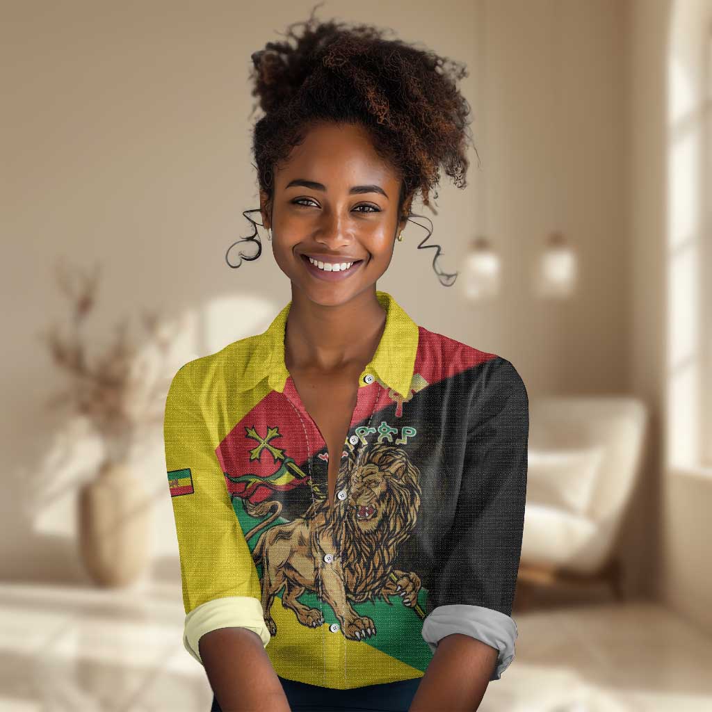 Ethiopia Lion of Judah Women Casual Shirt Ethiopia Empire 1270-1974 LT15
